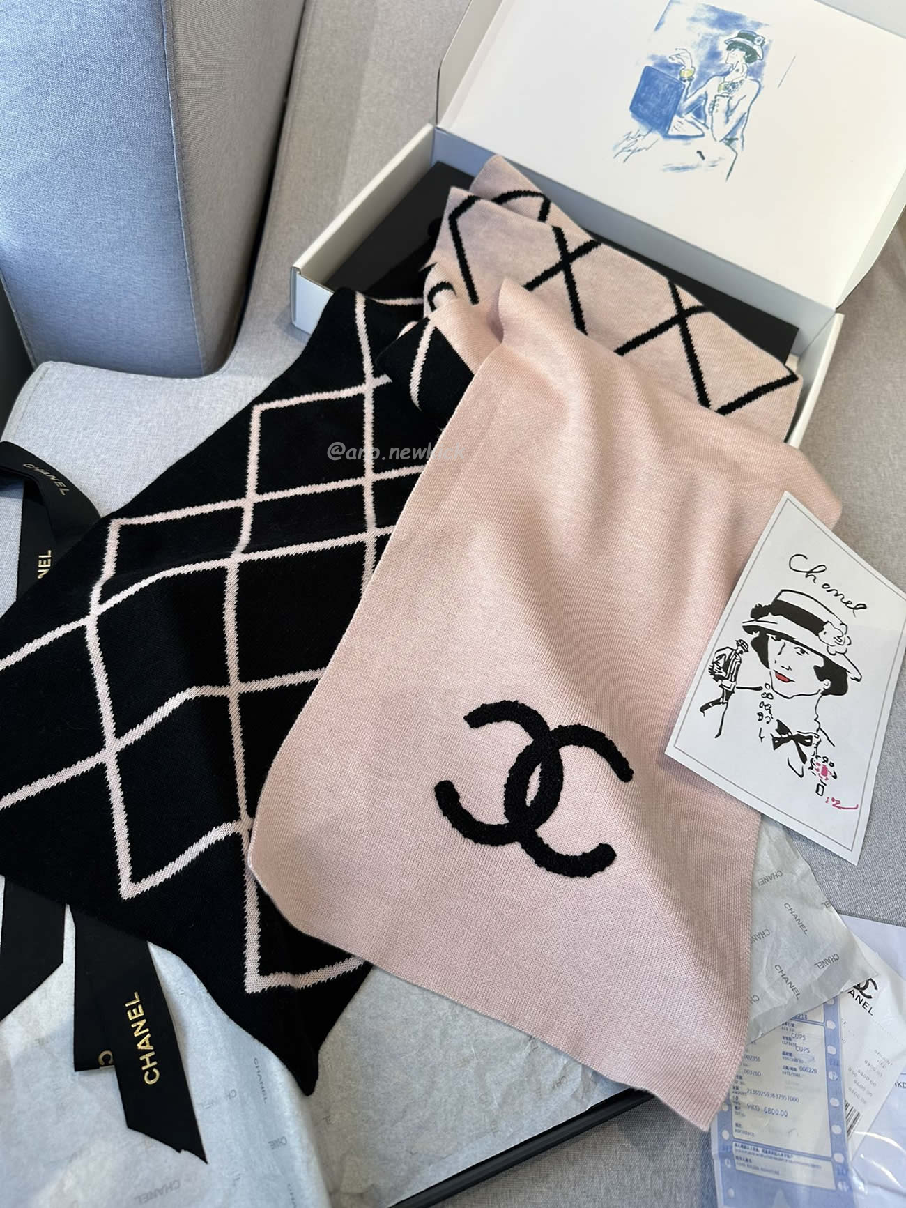 Chanel 2024 New 24b Cashmere Knitted Scarf 30x180cm (10) - newkick.app